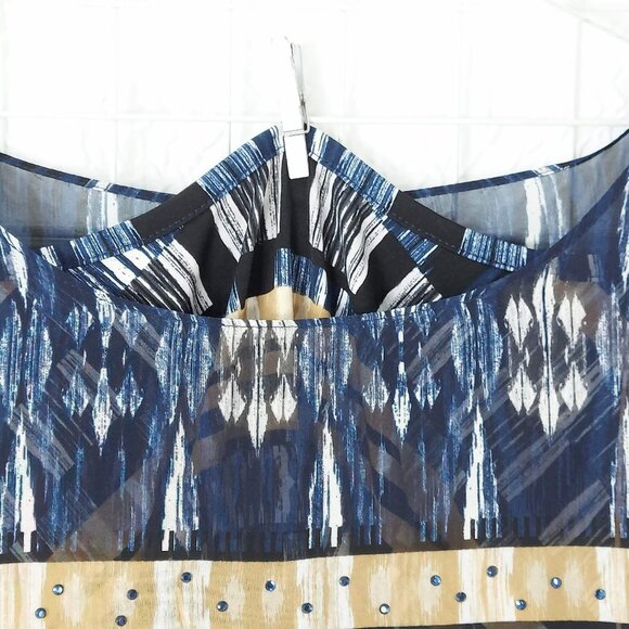 Alfani Angel Wing Sleeve Embellished Sheer Graphic Pullover Top - Picture 6 of 8